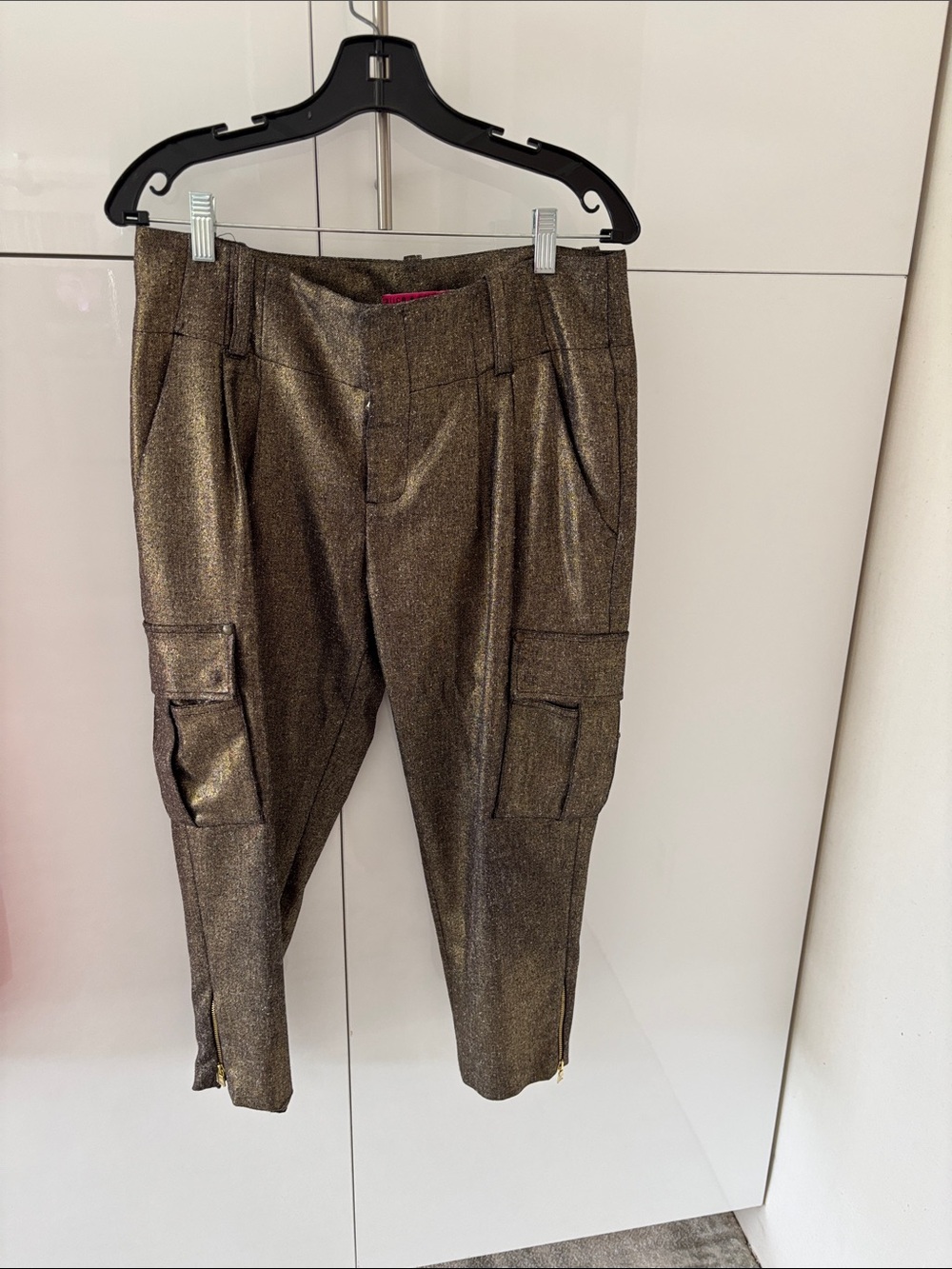 Alice + Olivia Metallic Bronze Cargo Pants